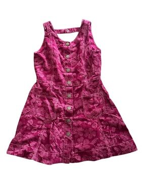 Finding Foxtail Girls' Floral Corduroy Button-Front Casual Dress, Size 8